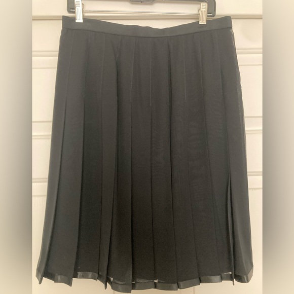 Beautiful Black Silk Pleated and Lined Skirt Size Large